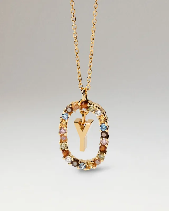PDPAOLA Lettre Y collier initiale plaqué or zircon