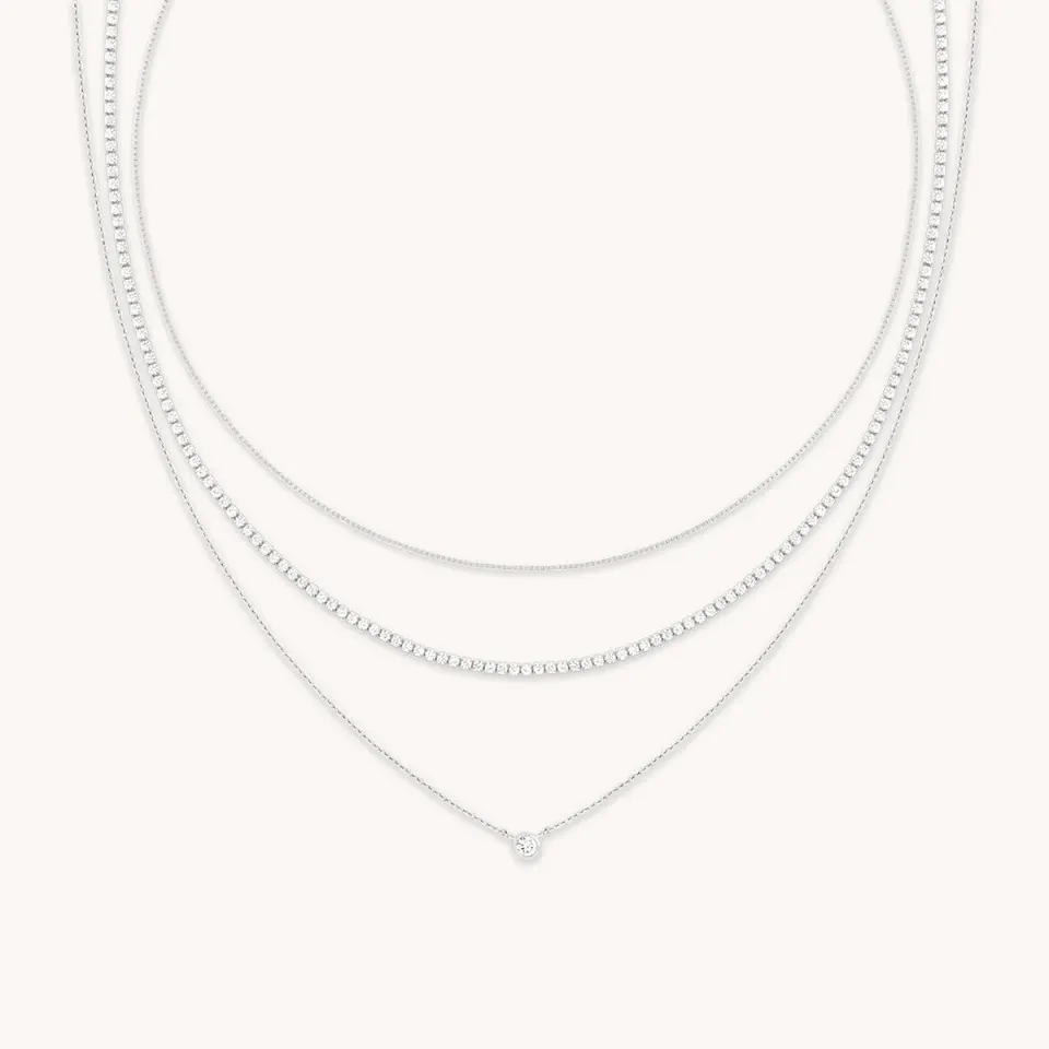 Astrid & Miyu Essential Crystal parure colliers argent