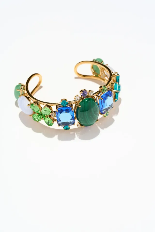 Philippe Ferrandis Castiglione Cuff bracelet pierres vertes
