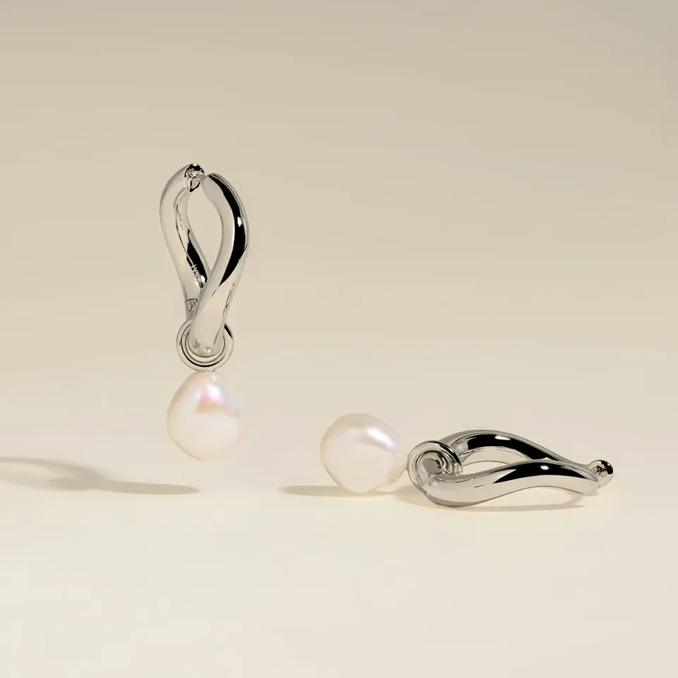 Astrid & Miyu créoles Serenity XL perle argent