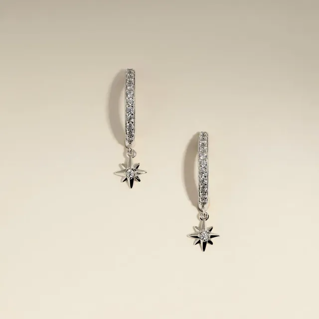 Astrid & Miyu Twilight Star créoles argent pavé