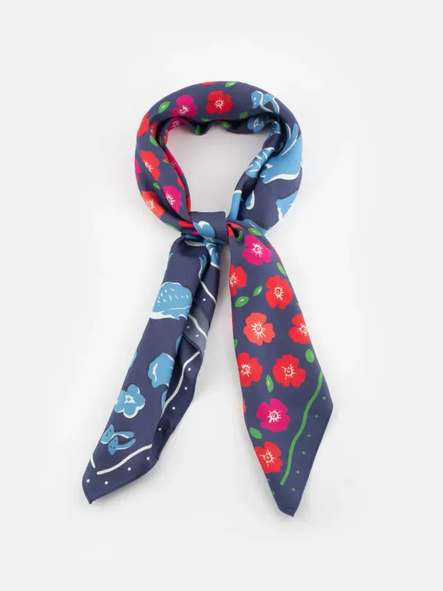 Nach Bijoux Sous Bois foulard satin soie 90x90 cm