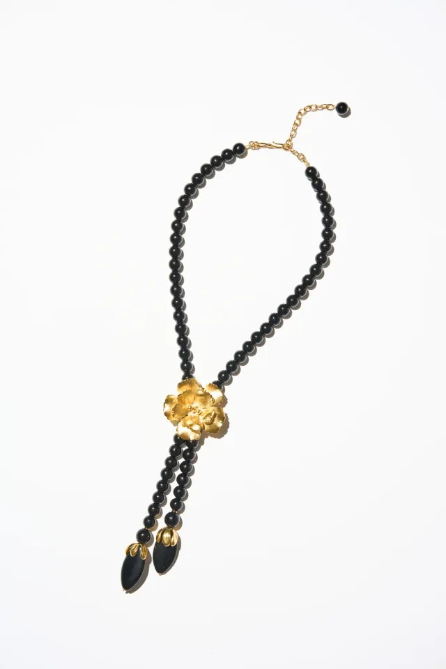 Philippe Ferrandis Magnolia collier cravate noir vert
