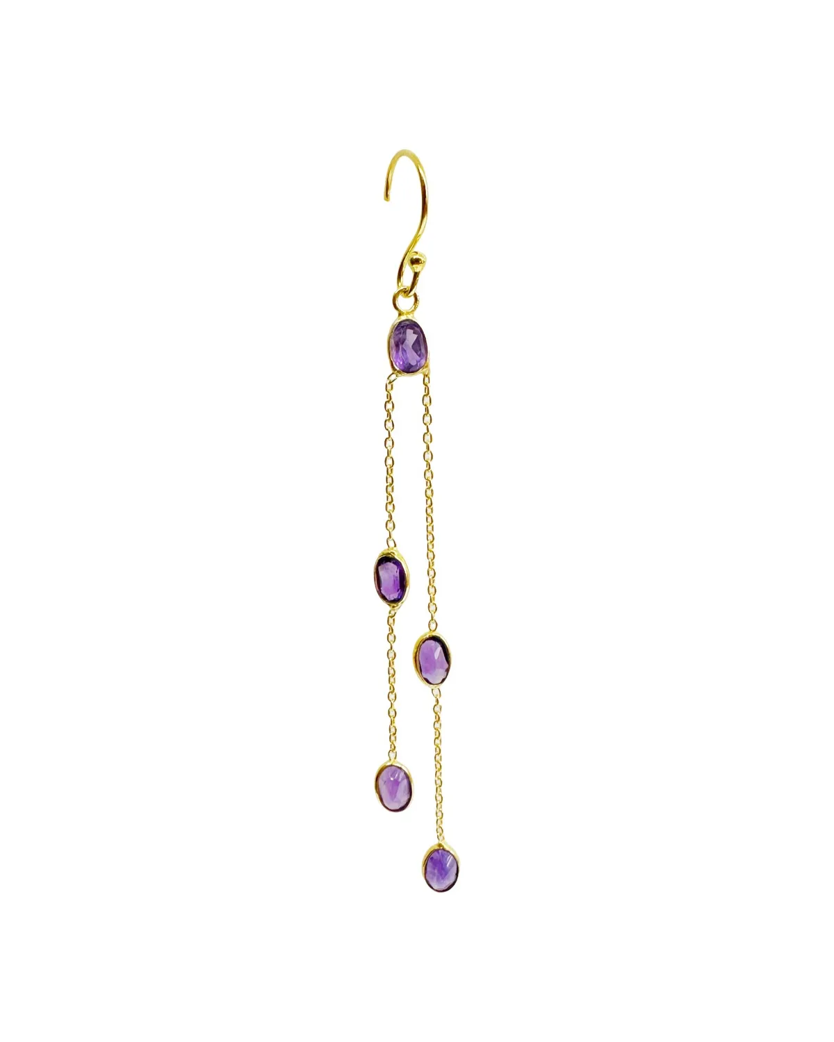 Le Fourbi de Capucine N77 boucles d'oreilles argent doré améthyste