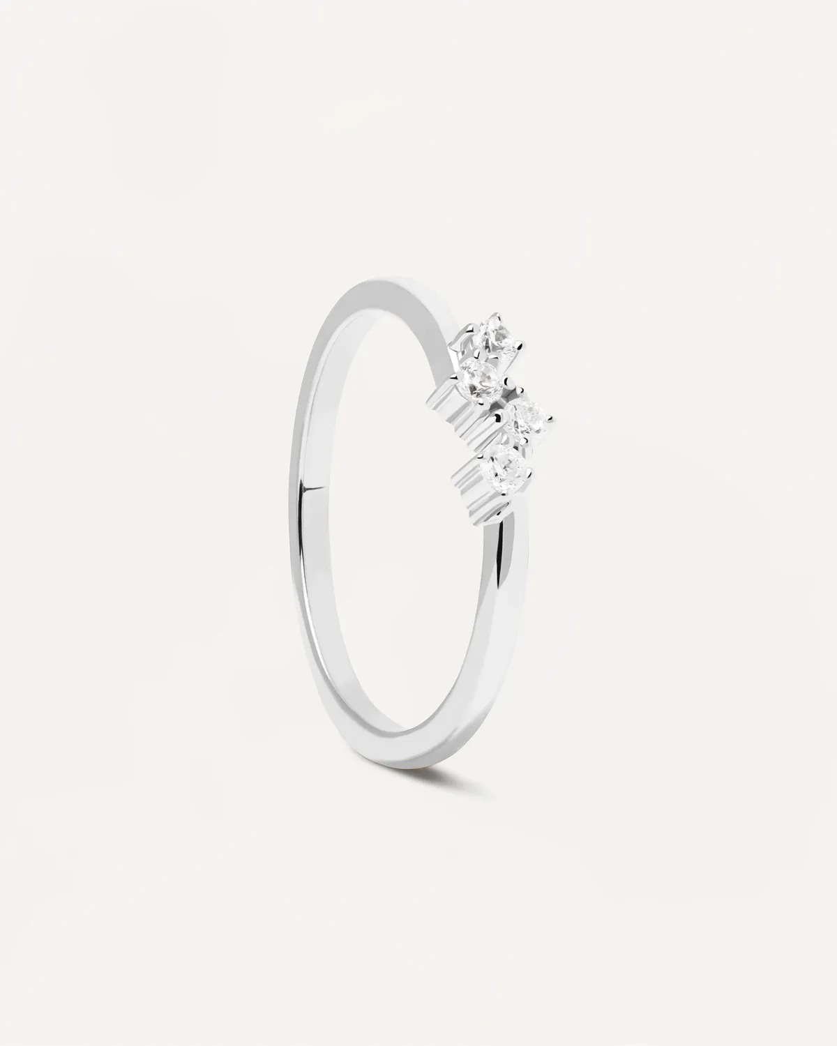 PDPAOLA Quatre bague argent zircones blanches