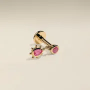Astrid & Miyu Beaded Charm piercing saphir rose or massif