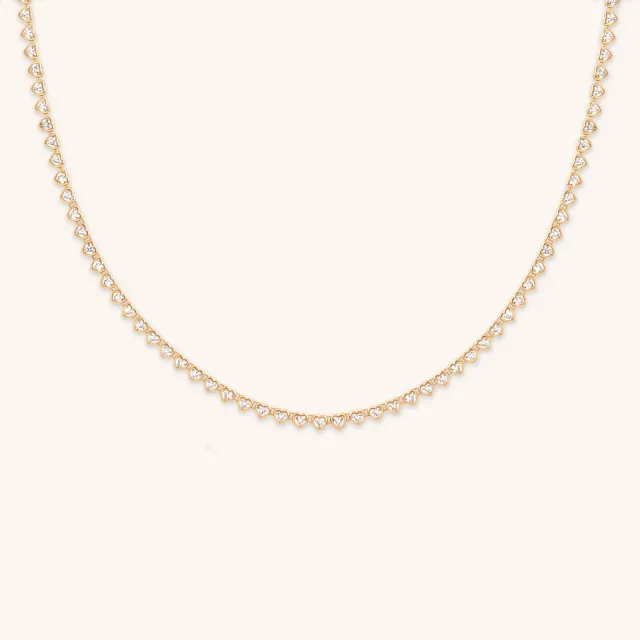 Astrid & Miyu Heart Bezel Tennis collier doré
