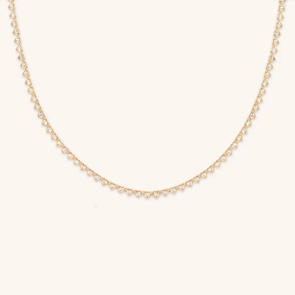 Astrid & Miyu Heart Bezel Tennis collier doré