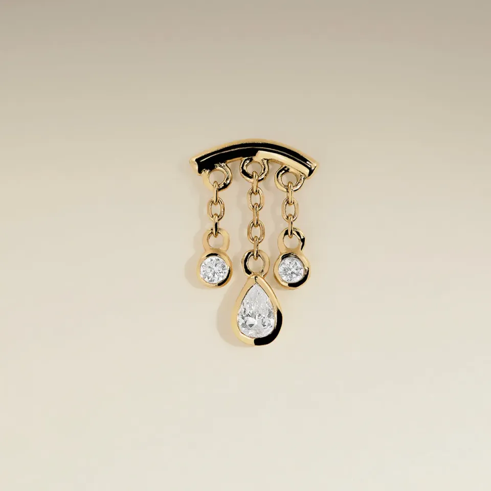 Astrid & Miyu Diamond Pear piercing Multi Charm Helix or diamant