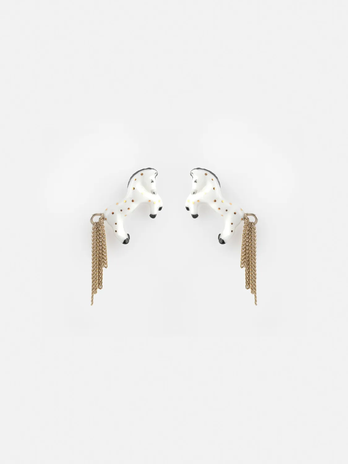 Nach Bijoux Cheval Blanc boucles pendantes chaînes porcelaine