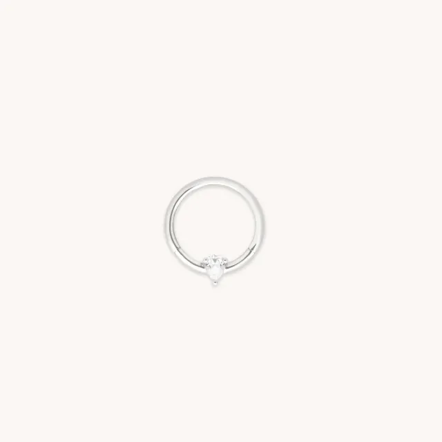 Astrid & Miyu White Topaz anneau daith poire or blanc