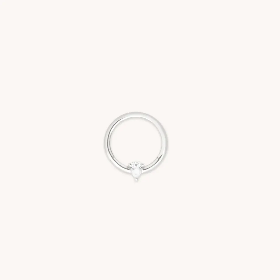 Astrid & Miyu White Topaz anneau daith poire or blanc
