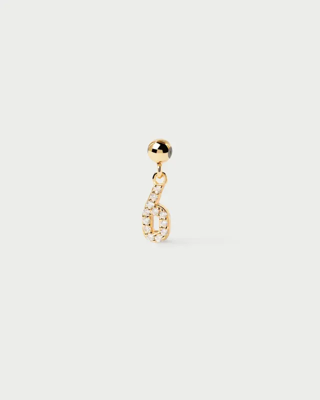 PDPAOLA Number 6 charm doré chiffre 6