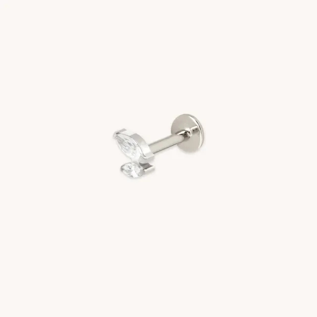 Astrid & Miyu Double Marquise piercing cristal platine