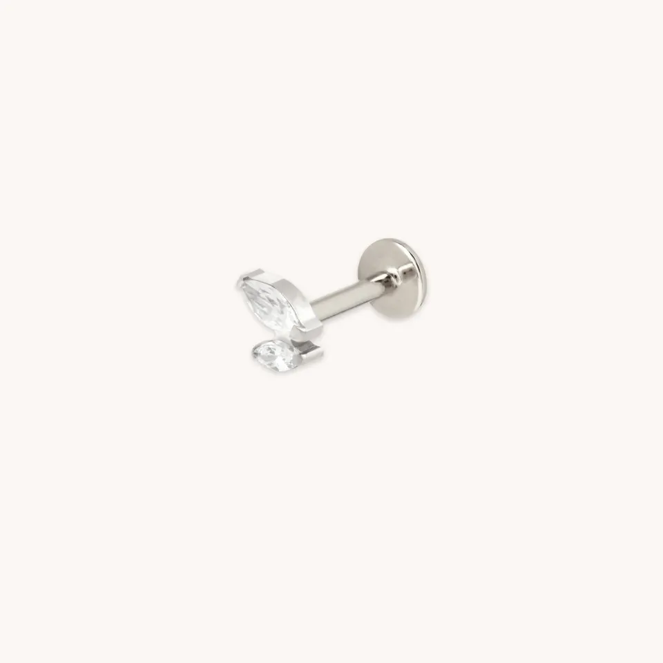 Astrid & Miyu Double Marquise piercing cristal platine