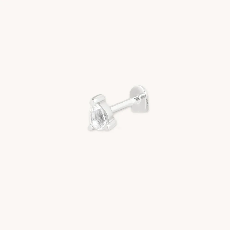 Astrid & Miyu White Topaz Pear piercing or blanc poire