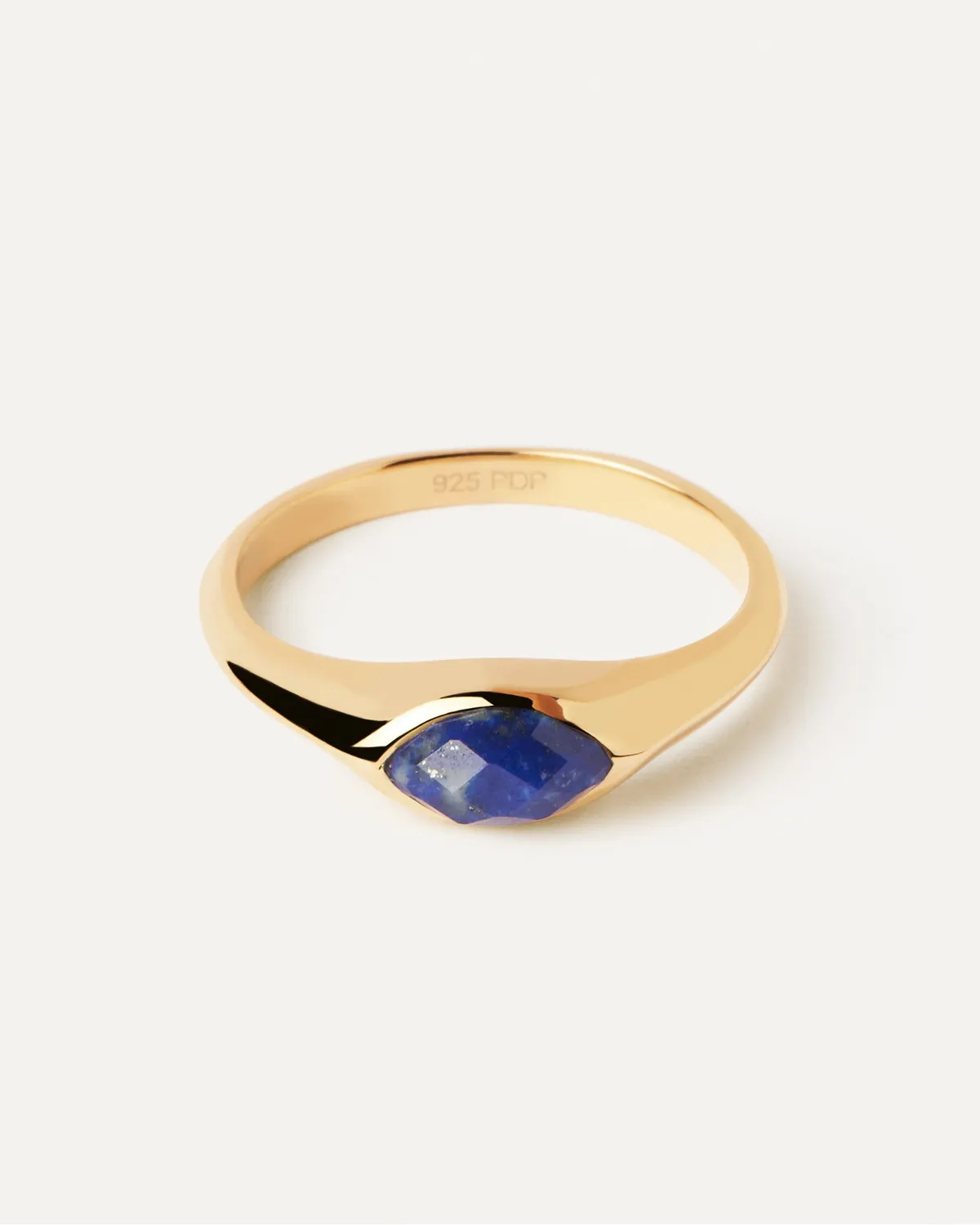 PDPAOLA Nomad Stamp bague lapis-lazuli dorée