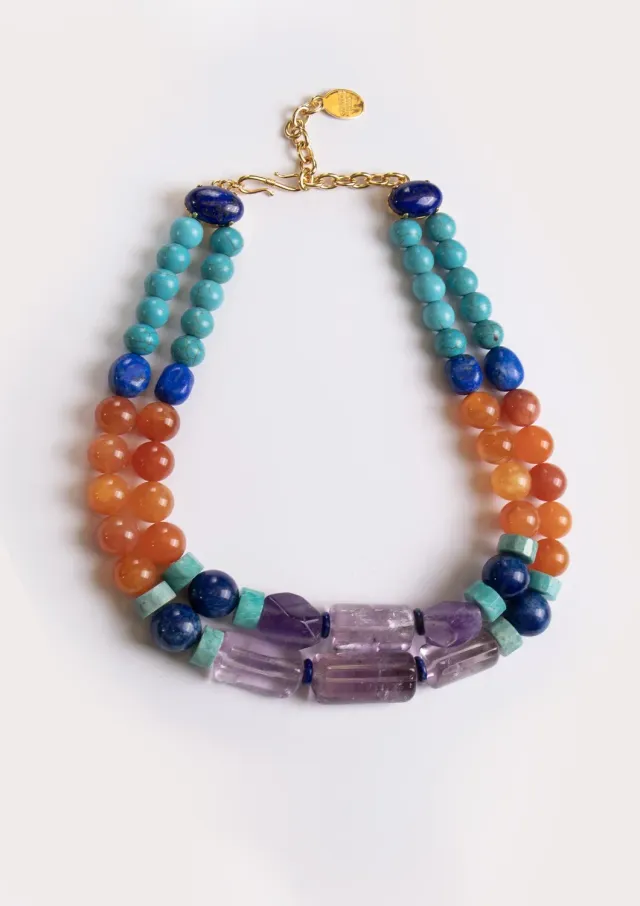 Philippe Ferrandis 2 Rangs améthyste collier pièce unique