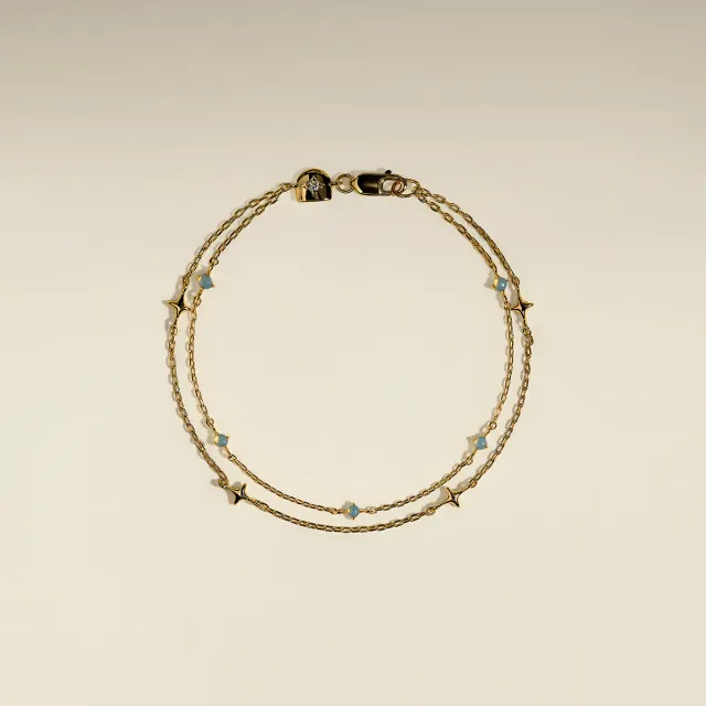 Astrid & Miyu Cosmic Opal Double bracelet doré opale