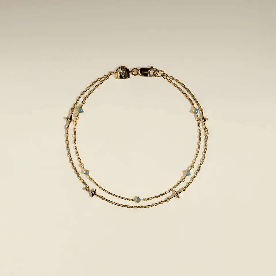 Astrid & Miyu Cosmic Opal Double bracelet doré opale