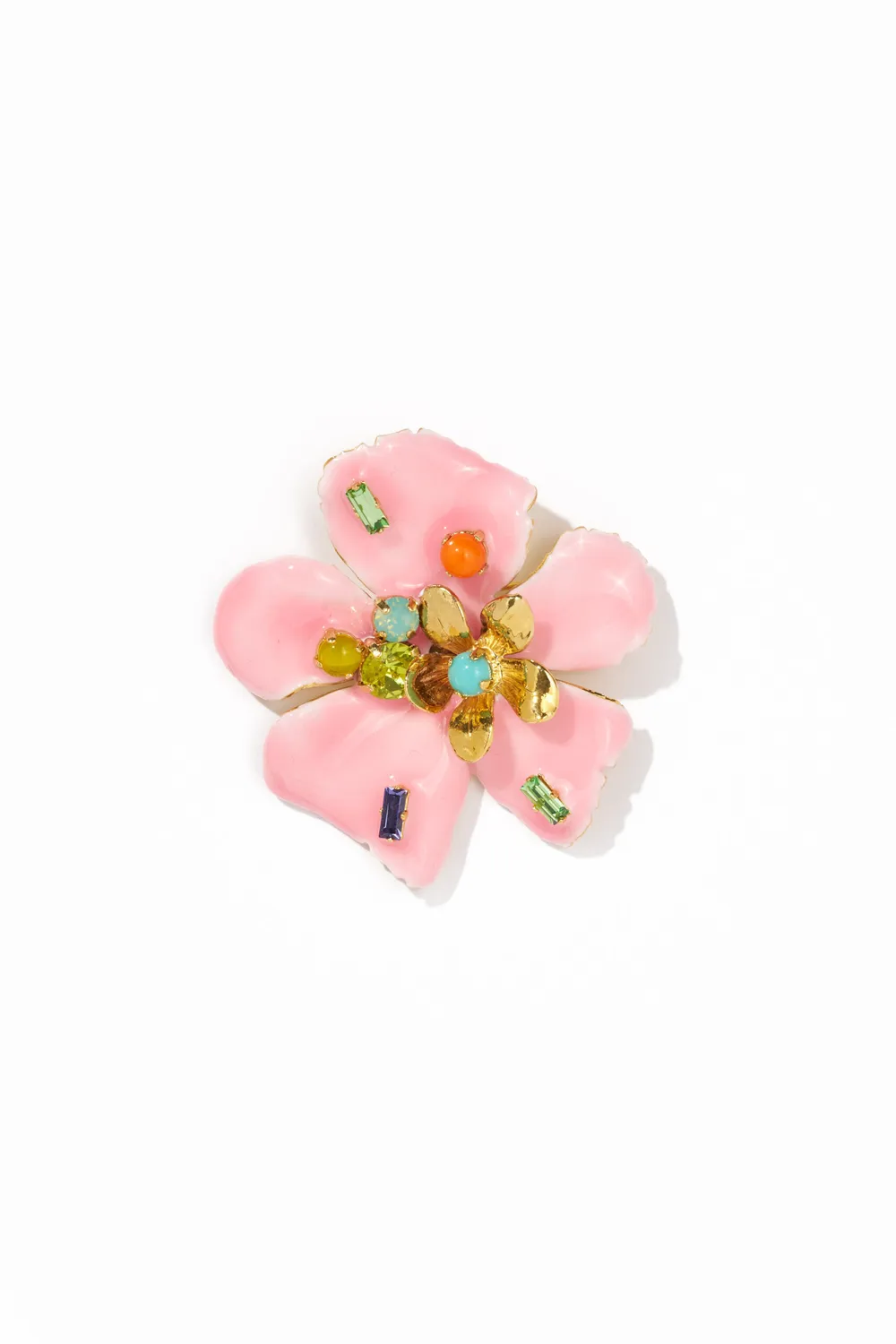 Philippe Ferrandis Ischia grande broche fleur émail blanc doré
