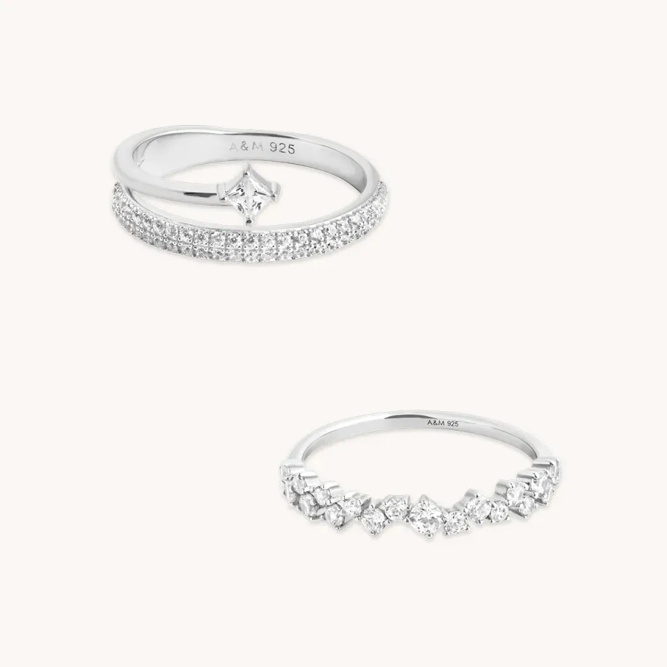 Astrid & Miyu Cosmic Illusion set bagues plaqué argent