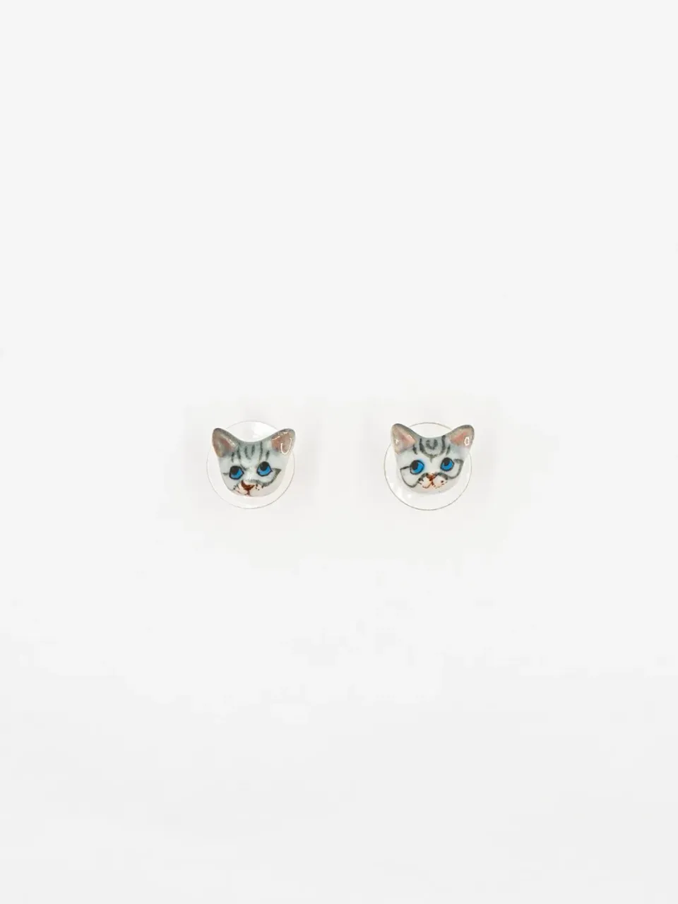 Nach Bijoux chat tabby boucles d’oreilles puces porcelaine