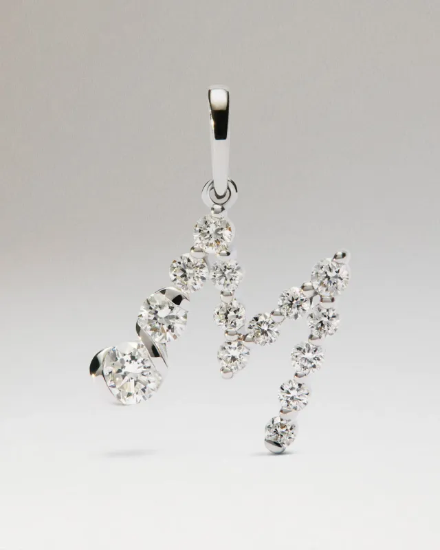 PDPAOLA Diamond Initials pendentif M or blanc diamants