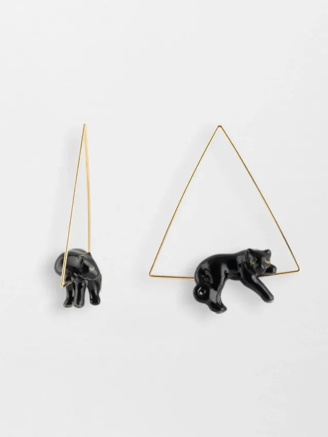Nach Bijoux créoles triangle panthère noire 4,4 cm