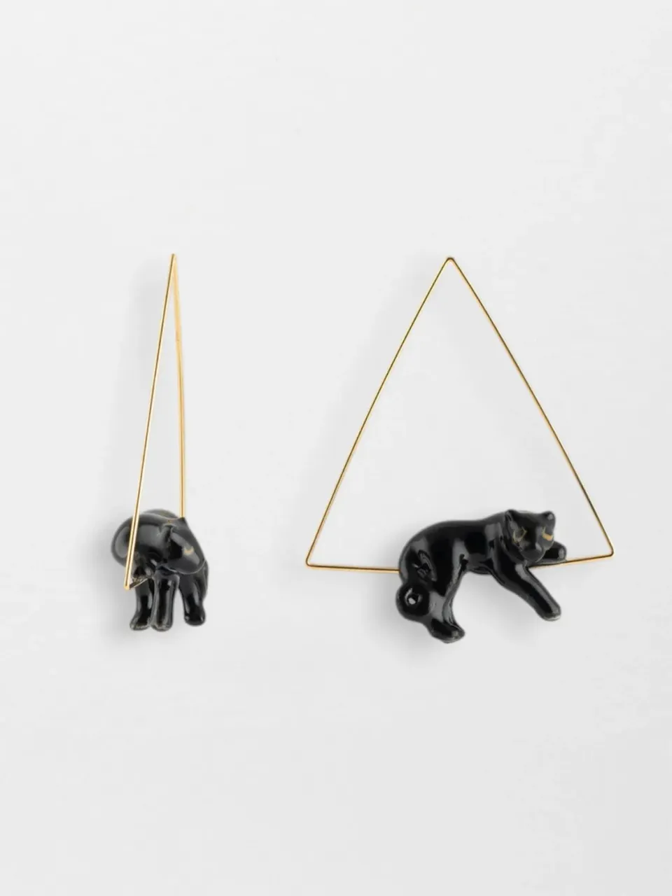 Nach Bijoux créoles triangle panthère noire 4,4 cm