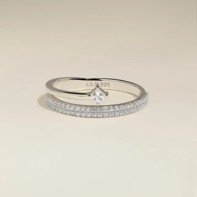 Astrid & Miyu Illusion bague argent pavé cristal
