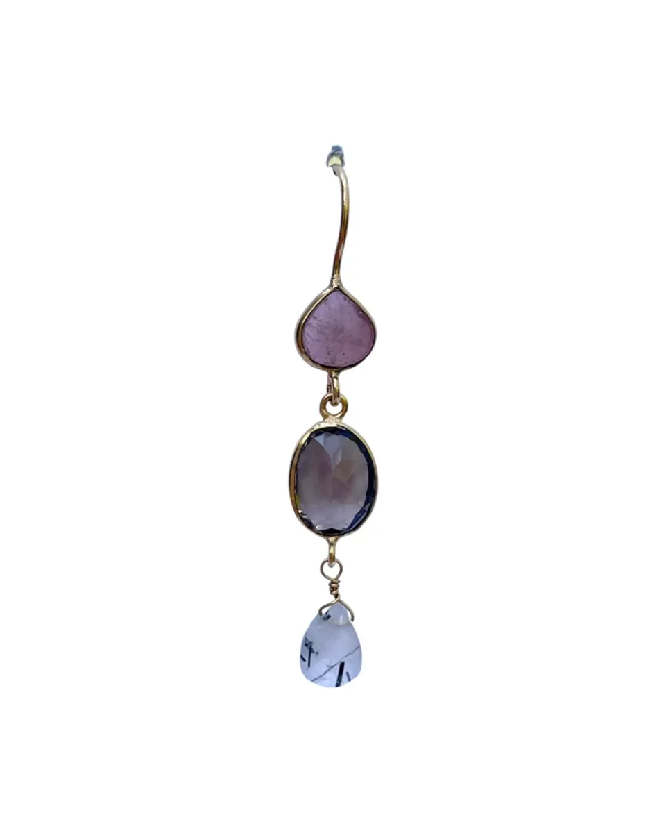 Le Fourbi de Capucine LF78 boucles d'oreilles quartz rubis
