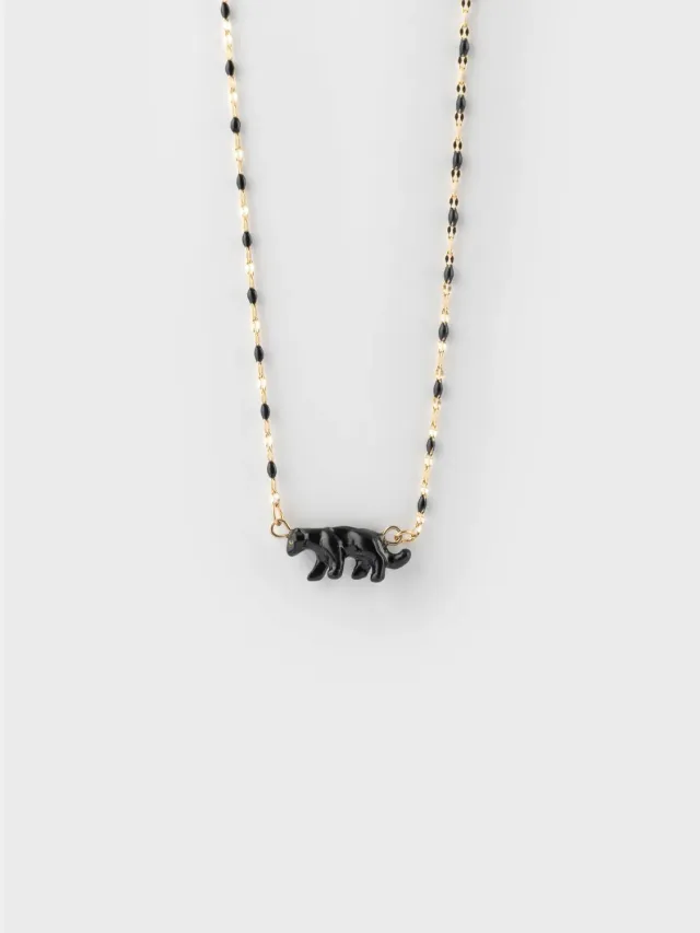 Nach Bijoux panthère collier perles 41+5 cm