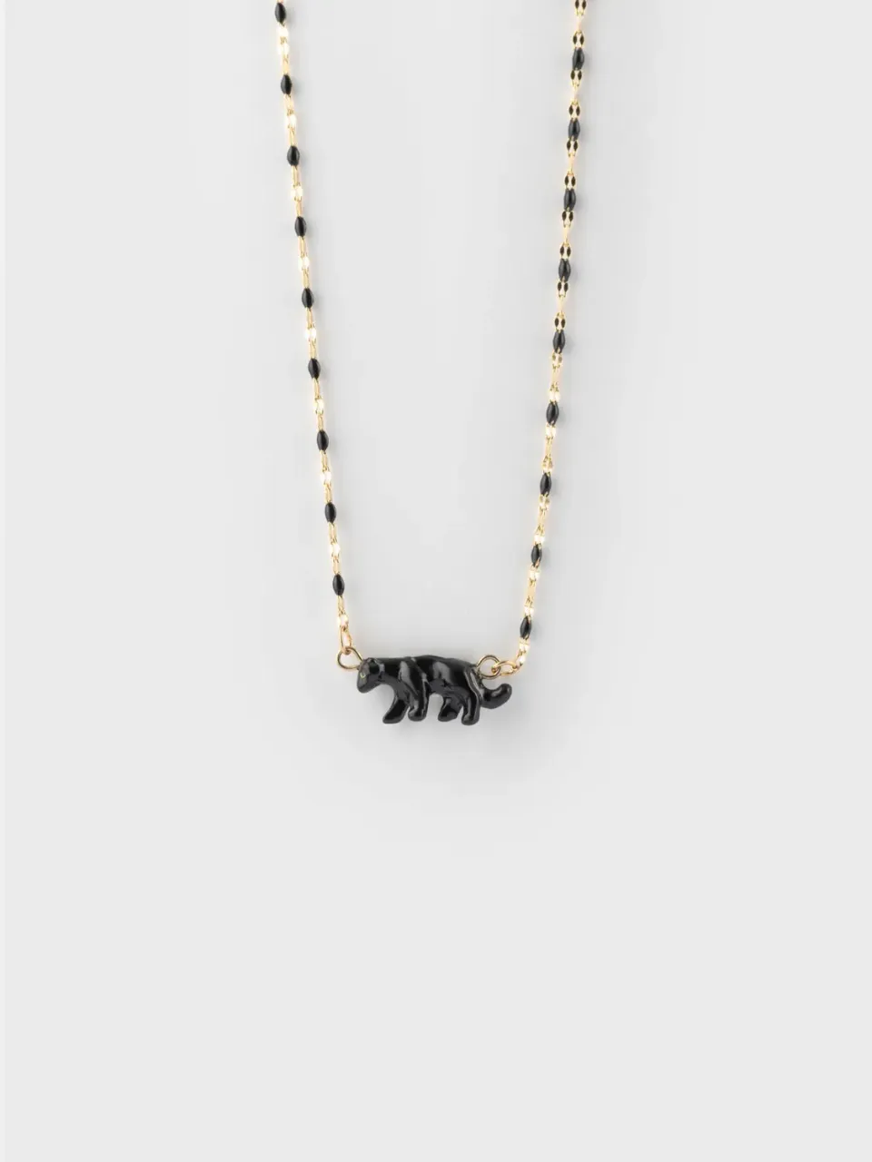 Nach Bijoux panthère collier perles 41+5 cm