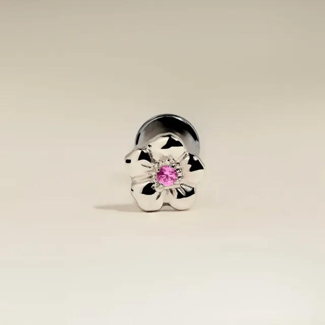 Astrid & Miyu Hibiscus piercing titane platine