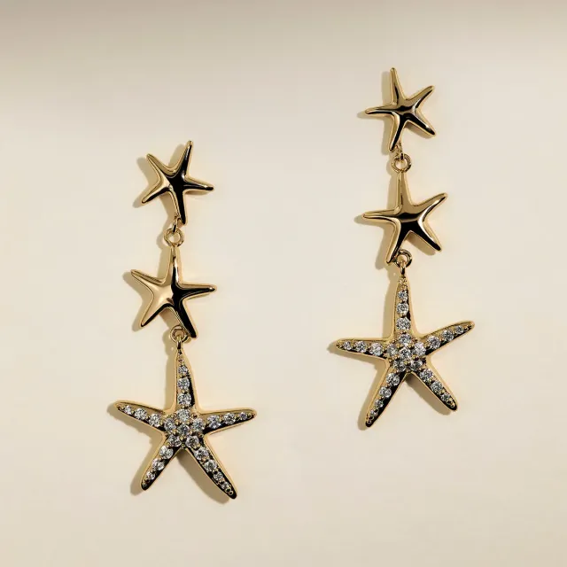 Astrid & Miyu Starfish boucles pendantes dorées