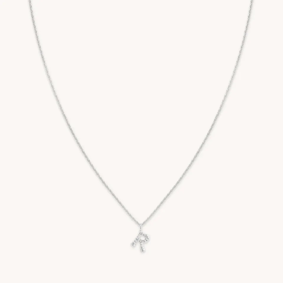 Astrid & Miyu Initial Pavé collier R argent pavé