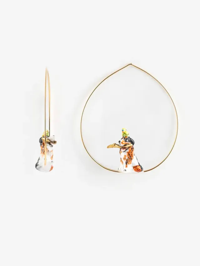 Nach Bijoux Berger Australien boucles d'oreilles créoles porcelaine