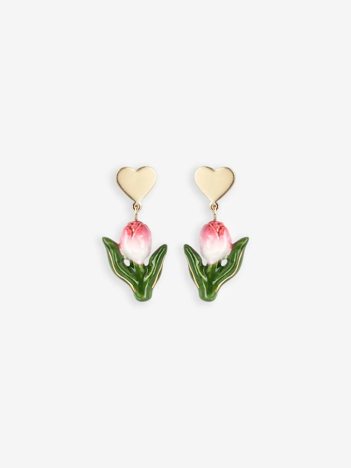 Nach Cœur et tulipe boucles pendantes porcelaine