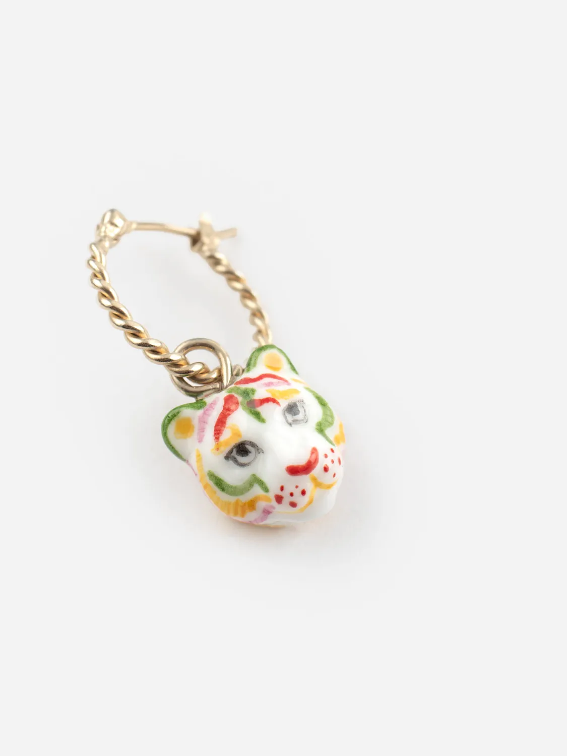 Nach Bijoux Crazy Tiger mini créole boucle d'oreille à l'unité porcelaine