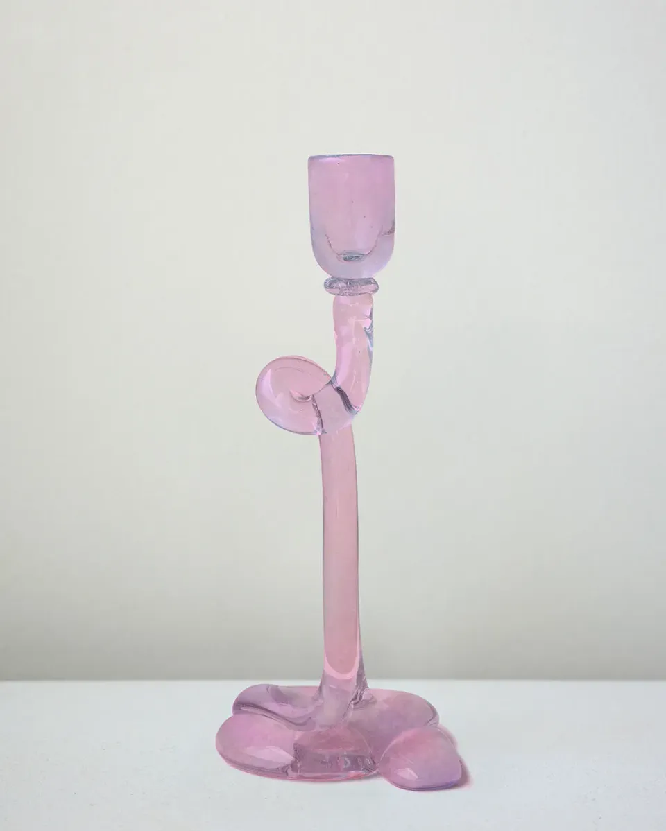 Completedworks Thaw bougeoir verre recyclé rose