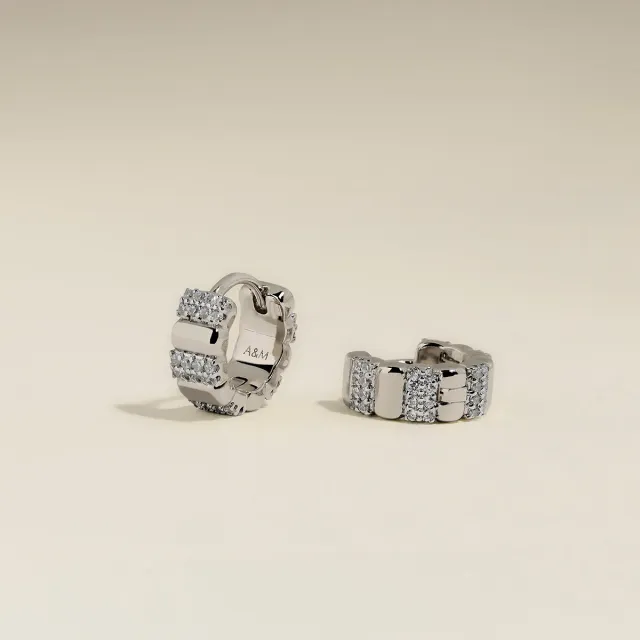 Astrid & Miyu Crystal Ridged créoles argent