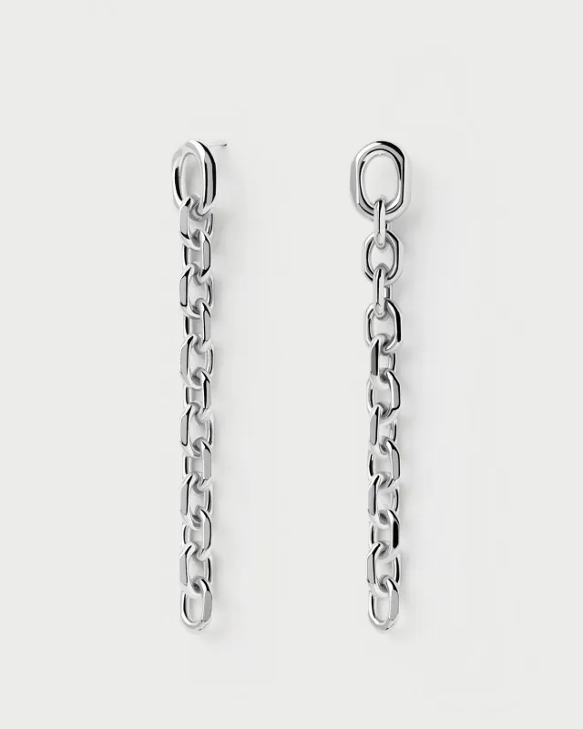 PDPAOLA Vesta boucles argentées longues 7,8 cm
