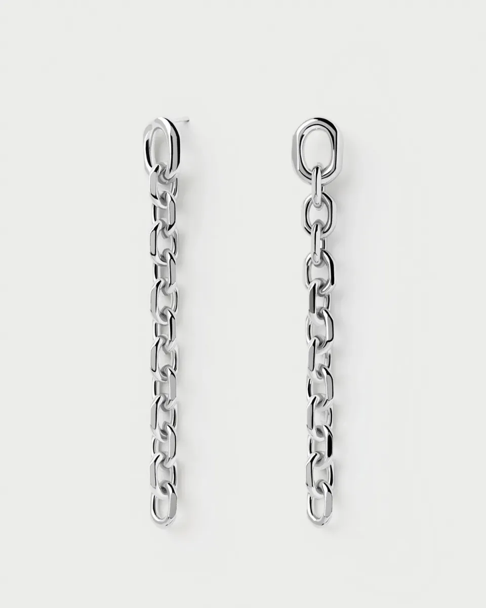PDPAOLA Vesta boucles argentées longues 7,8 cm