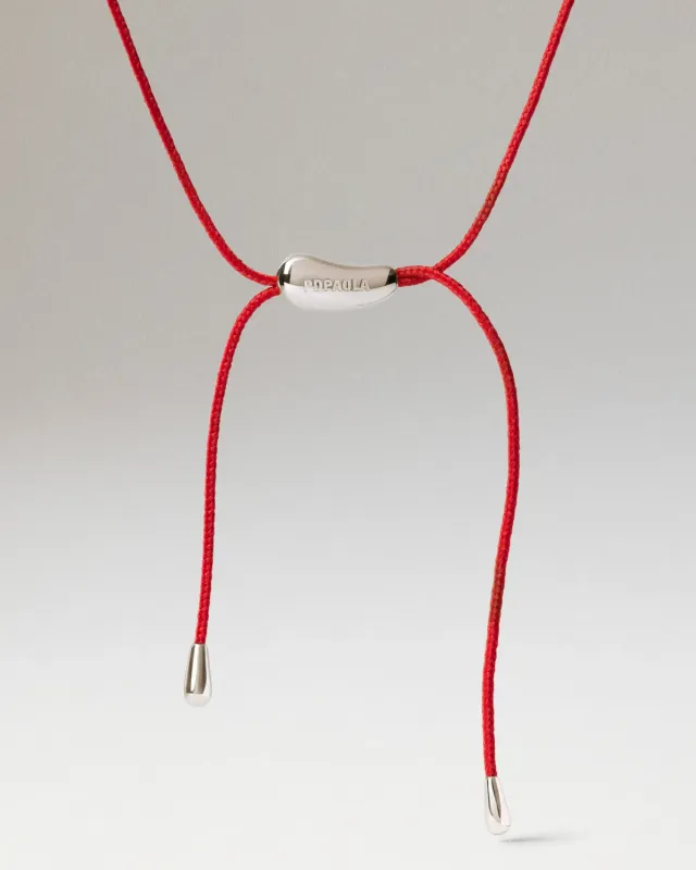 PDPAOLA Rodeo collier cordon rouge argent