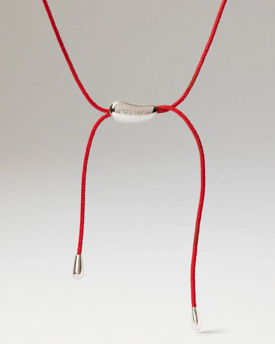PDPAOLA Rodeo collier cordon rouge argent