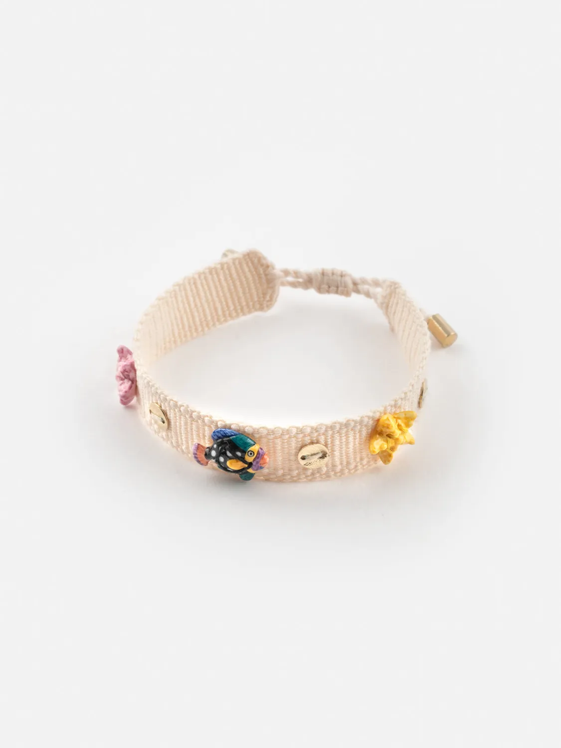 Nach Bijoux Aloha bracelet tressé beige à charms coton