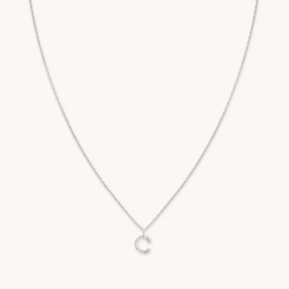 Astrid & Miyu C Initial Pavé Pendant collier argent