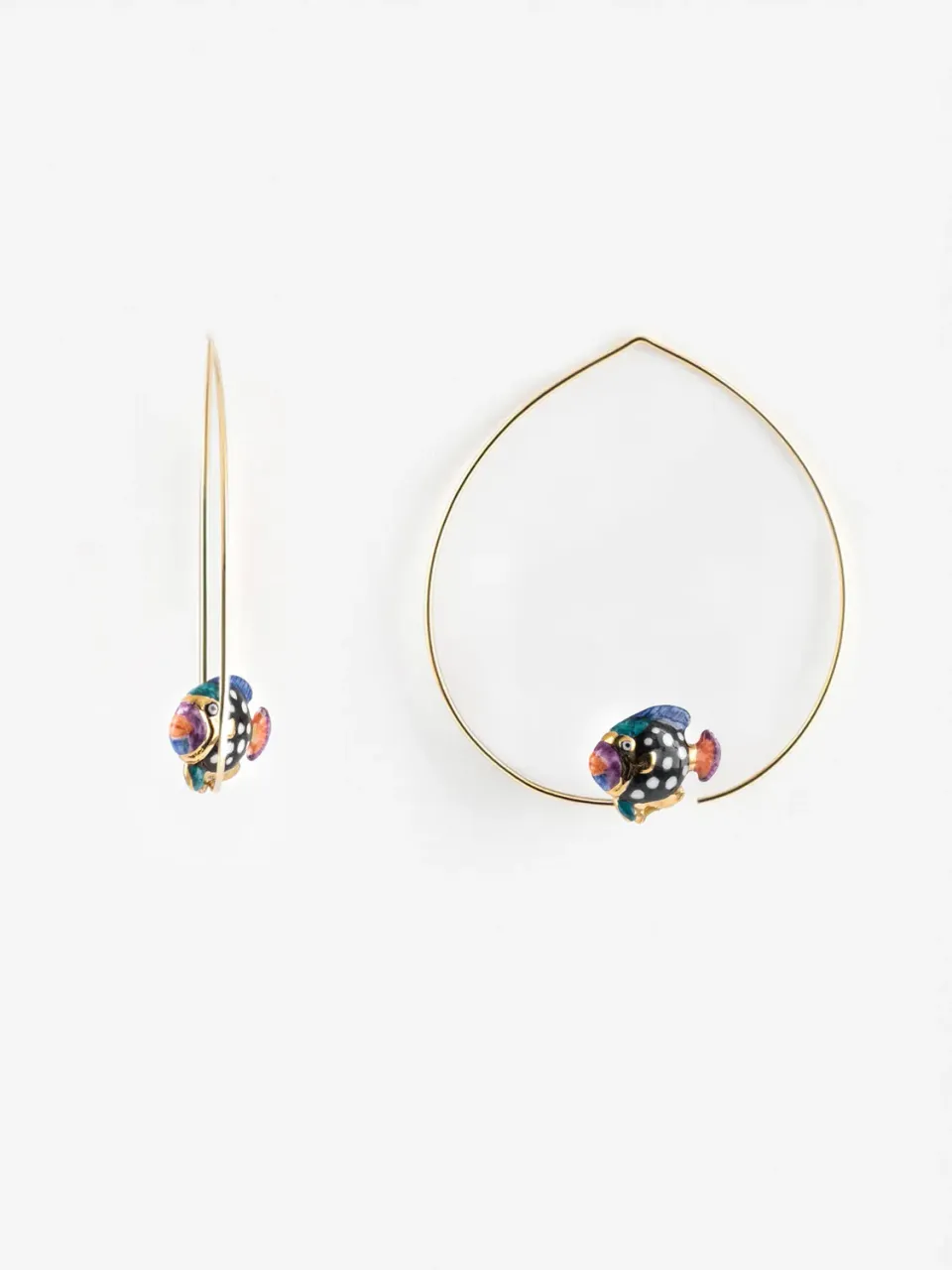 Nach Bijoux poisson tacheté boucles d'oreilles créoles porcelaine