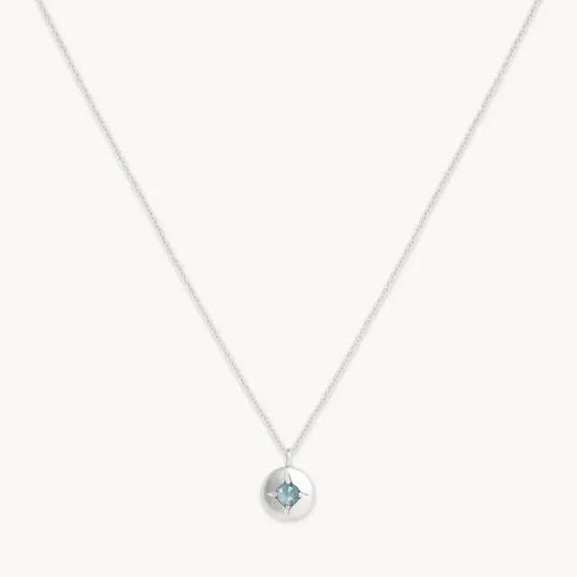 Astrid & Miyu March Aquamarine collier or blanc naissance